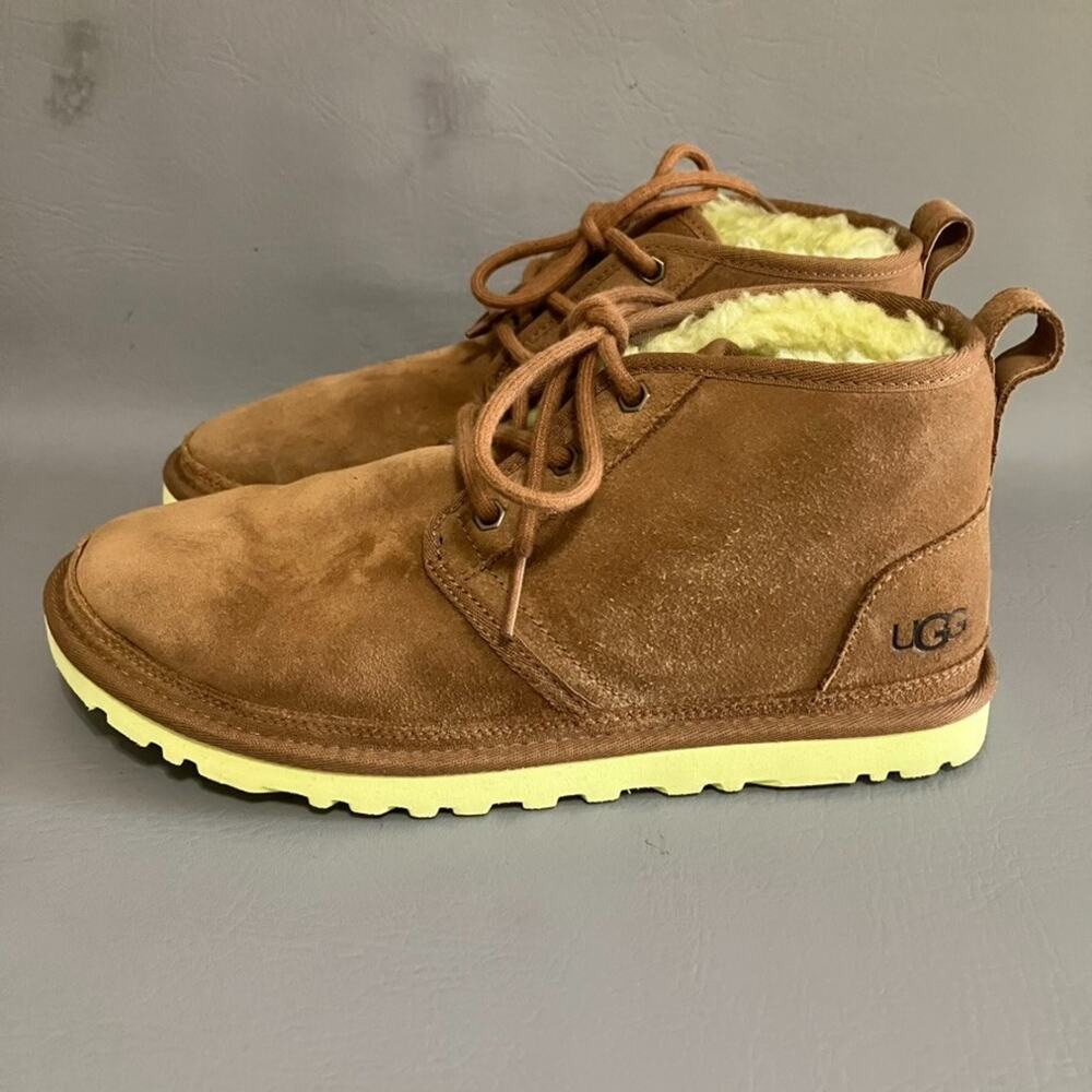 UGG Neumel Suede Boots Chestnut Sunny Lime Women's Size 9 Classic Chukka 1094269
